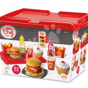Écoiffier dětský set s hamburgery 100% Chef 2623 červený