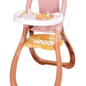 Jídelní židle s barevnými kroužky Highchair Soft Baby Nurse Smoby se lžičkou a talířkem pro panenku 42 cm od 18 měsíců