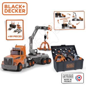 Kamion s pracovním kufříkem a nářadím Bricolo Truck Black&Decker Smoby s mechanickou vrtačkou 60 doplňků