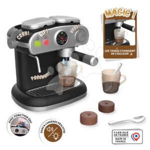 Kávovar elektronický Espresso Coffee Machine Smoby s realistickým zvukem a světlem s magickými šálky 7 doplňků