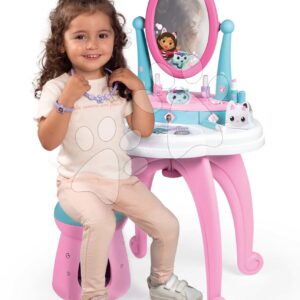 Kosmetický stolek s otočným zrcadlem a židlí Gabby Dressing Table 2v1 Smoby s úložným prostorem pro 12 doplňků