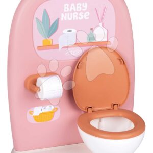 Koupelna se záchodem pro panenky Toilets Soft Baby Nurse Smoby s toaletním papírem a sada na mytí zubů