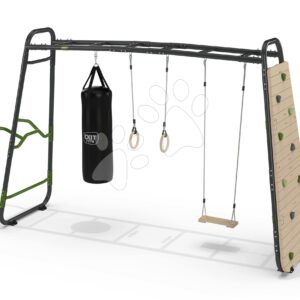 Multifunkční fitness centrum GetSet Monkeybar MB320 Exit Toys rozšiřitelné s gymnastickými kruhy boxovacím pytlem lezeckou stěnou houpačkou a bradly