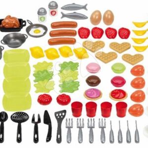 Potraviny s nádobím do kuchyňky 100% Chef Écoiffier s jídlem ovocem a zeleninou 100dílný set od 18 měsíců