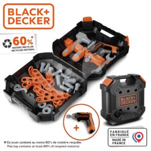 Pracovní kufřík s vrtačkou Bricolo Case Black&Decker Smoby s nářadím a montážními díly 36 doplňků