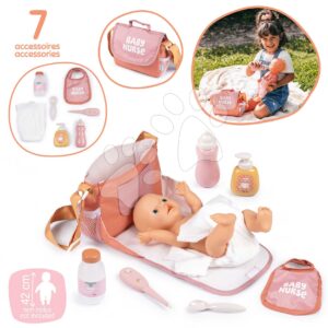 Přebalovací taška s plenkou a láhví Changing Bag Soft Baby Nurse Smoby s 8 doplňky pro panenku42 cm