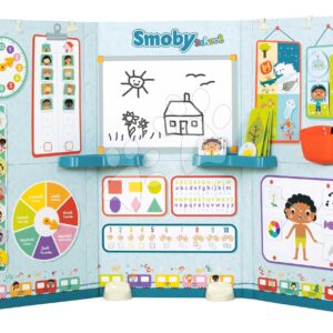 Škola s třídou pro školkaře oboustranná School Smoby Hra na učitele a žáka s naučnými hrami a aktivitami 38 doplňků