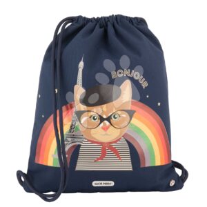 Školní vak na tělocvik a přezůvky Gym Bag Paris Cat Jack Piers ergonomický luxusní provedení od 2 let 44*36 cm