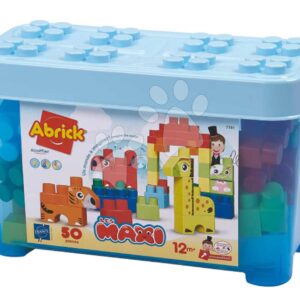 Stavebnice v dóze se zvířátky Zoo Animals Barrel Maxi Abrick Écoiffier s 50 kostkami od 12 měsíců