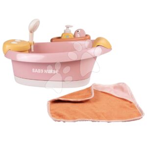 Vanička s funkční sprchou Balneo Bath Soft Baby Nurse Smoby s jacuzzi koupelí s LED světlem a bubláním elektronická