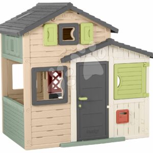 Domeček Přátel s plnými dveřmi s průzorem Friends Evo Playhouse Life Smoby rozšiřitelný zadní poloviční dveře 6 oken s UV filtrem od 3 let