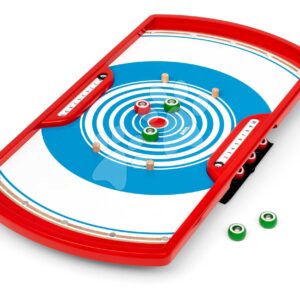 Dřevěná hra Curling Shuffleshot BRIO s hrací deskou a 8 disky s počítadlem bodů od 6 let