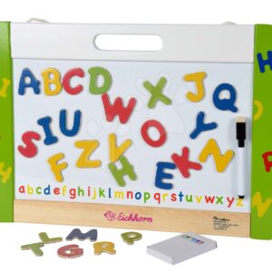 Dřevěná magnetická tabule Hanging Magnetic Board Eichhorn 26 písmenek s křídami a fixkou