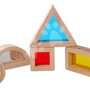 Dřevěné kostky s okénky a zrcadlem Montessori Window Bricks Eichhorn 5 dílků s různými tvary od 12 měsíců