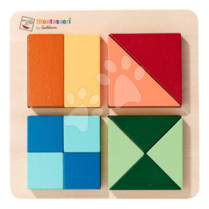 Dřevěné vkládací puzzle Barvy a tvary Montessori Shape Puzzle Eichhorn 12 kostek různých tvarů od 24 měsíců