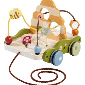Dřevěný labyrint k tahání Pull-along Wagon Eichhorn s korálky od 12 měsíců
