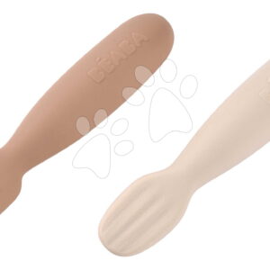 Ergonomické tréninkové lžičky Silicone Pre-Spoons Praline Clay Beaba ze silikonu k samostatnému jídlu 2 kusy od 4 měsíců