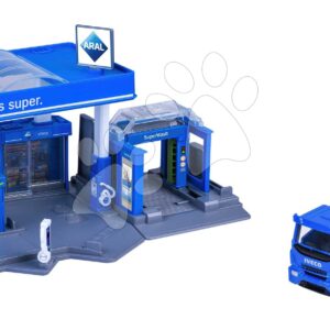 Garáž čerpací stanice s myčkou Aral Petrol Station Majorette s kovovým modelem autíčka Iveco od 5 let