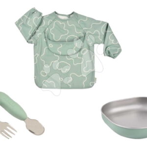 Jídelní sada First Meals Gift Set Sage Green Beaba z nerezové oceli 4dílná v dárkovém balení zelená od 4 měsíců