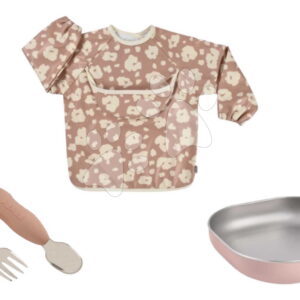 Jídelní sada First Meals Gift Set Savannah Bloom Beaba z nerezové oceli 4dílná v dárkovém balení růžová od 4 měsíců