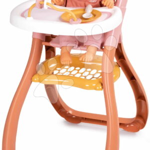 Jídelní židle s barevnými kroužky Highchair Soft Baby Nurse Smoby se lžičkou a talířkem pro panenku 42 cm od 18 měsíců