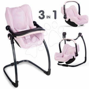 Jídelní židle s houpačkou a autosedačkou Highchair Pink Maxi Cosi&Quinny Smoby trojkombinace s bezpečnostním pásem pro 42 cm panenku