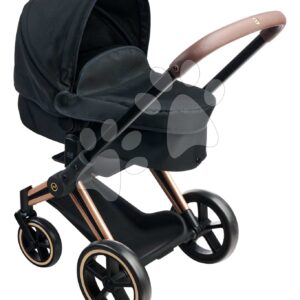 Kočárek trojkombinace pro panenku Cybex Black 3in1 Priam Corolle skládací s multifunkčními předními koly pro panenku 36–52 cm