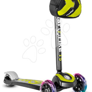 Koloběžka tříkolová se svítícími koly a batohem T5 Green smarTrike s nastavitelnými řídítky nosnost 20 kg