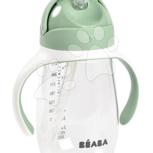 Láhev Bidon na učení pití Straw Cup Beaba Sage Green 300 ml s brčkem zelená od 8 měsíců