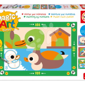 Malování podle čísel Farma Magic Art Number Farm Educa 3 obrázky s 5 barvami štětcem a paletou od 4 let
