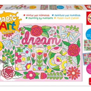 Malování podle čísel Květiny Magic Art Number Flowers Educa 2 obrázky s rámečkem a 9 barev se štětcem a paletou od 9 let