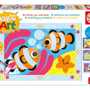 Malování podle čísel More Magic Art Number Under The Sea Educa 3 obrázky s 5 barvami štětcem a paletou od 4 let