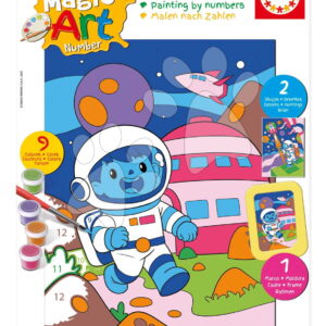 Malování podle čísel Vesmír Magic Art Number Space Scene Educa 2 obrázky s rámečkem a 9 barev se štětcem a paletou od 6 let