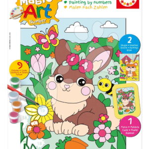 Malování podle čísel Zvířátka Magic Art Number Pets Educa 2 obrázky s rámečkem a 9 barev se štětcem a paletou od 6 let