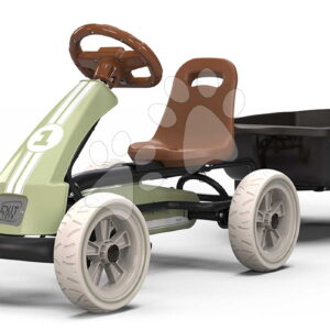 Motokára na šlapání s přívěsem Go Kart Foxy Retro Green Exit Toys kovová konstrukce s odolnými EVA koly a nastavitelným sedadlem od 2 do 5 let