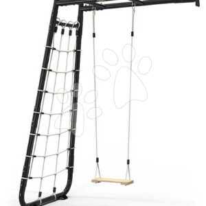 Multifunkční fitness centrum GetSet Monkeybar MB110 Wall Mount Black Exit Toys ocelová konstrukce s houpačkou a sítí na šplhání s upevněním na stěnu