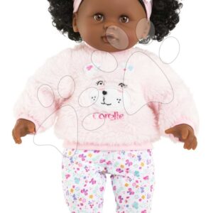 Panenka Bébé Calin Caroline Mon Premier Poupon Corolle s hnědýma mrkacíma očima a 2 doplňky 30 cm od 18 měsíců