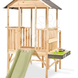Panoramatický domeček na pilířích Panorama 350 Wodden Playhouse Exit Toys cypřišový se skluzavkou a kuchyňkou