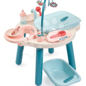 Pečovatelský stolek s vaničkou pro panenky Nursery Table Écoiffier s jídelním koutkem 13 doplňků od 18 měsíců