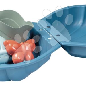 Pískoviště mušle s bábovičkami sada 2 kusů Double Mini Sand Pit Life Smoby lopatka s hrabičkami 35 cm pro malé prostory od 18 měsíců
