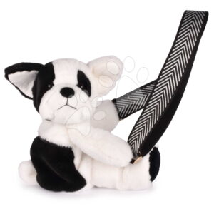 Plyšový crossbody vak pejsek Bag Dog Black & White Doudou et Compagnie s popruhem černo-bílý 30 cm od 24 měsíců