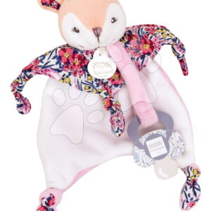 Plyšový jelínek s klipsem na dudlík Dummy Holder Deer Boh'aime Doudou et Compagnie v dárkovém balení růžový 20 cm od 0 měsíců