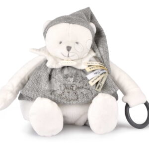 Plyšový medvídek Doudou 25 Years Activity Puppet Grey Doudou et Compagnie narozeninová edice šedý 30 cm od 0 měsíců