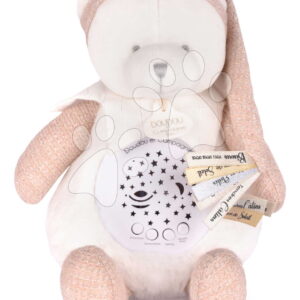 Plyšový medvídek Doudou 25 Years Night Light Star Projector Pink Doudou et Compagnie se světlem hudbou a bílým šumem růžový 19 cm od 0 měsíců