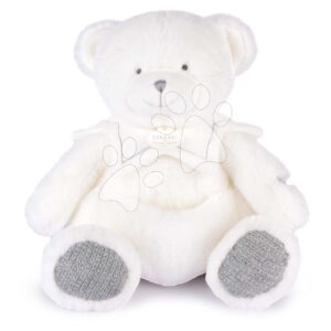 Plyšový medvídek s hadříkem na mazlení Doudou 25 Years Puppet with Handkerchief Grey Doudou et Compagnie v dárkovém balení šedý 30 cm od 0 měsíců