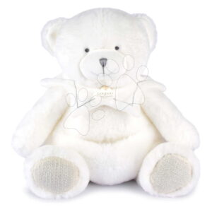 Plyšový medvídek s hadříkem na mazlení Doudou 25 Years Puppet with Handkerchief White Doudou et Compagnie v dárkovém balení bílý 30 cm od 0 měsíců