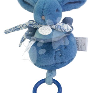 Plyšový zajíček s melodií Lapin Doudou Music Box Blue Doudou et Compagnie v dárkovém balení modrý 20 cm od 0 měsíců