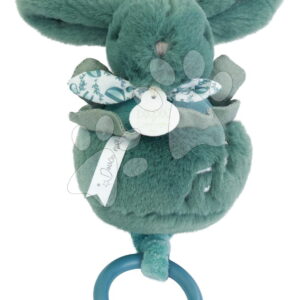 Plyšový zajíček s melodií Lapin Doudou Music Box Green Doudou et Compagnie v dárkovém balení zelený 20 cm od 0 měsíců