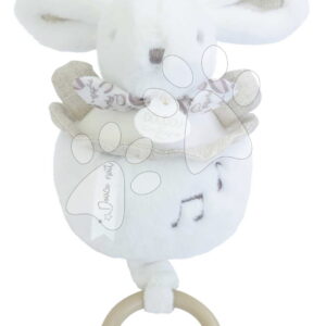Plyšový zajíček s melodií Lapin Doudou Music Box White Doudou et Compagnie v dárkovém balení bílý 20 cm od 0 měsíců