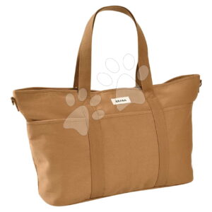 Přebalovací taška ke kočárku Madrid Changing Bag XXL Ochre Beaba s přebalovací podložkou a popruhy ke kočárku hnědá